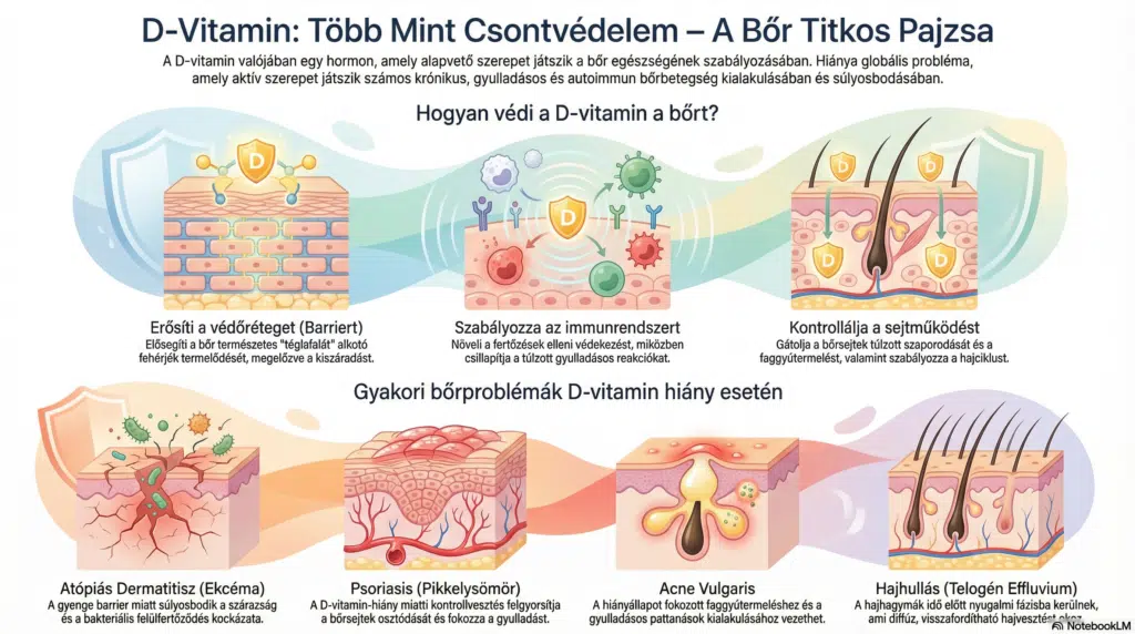 D-vitamin-hiány tünetei bőrön - infografika D-vitamin-hiány tünetei bőrön - infografika